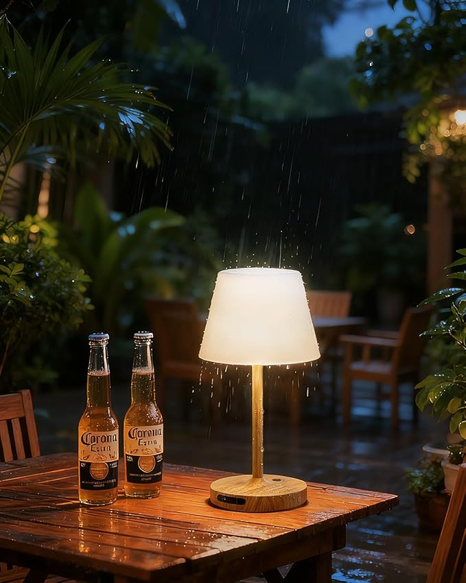 Outdoor Waterproof Shower Lamp, 5200mAh Cordless Rechargeable Table Lamp with Touch Dimming, IP65 Wireless LED Night Light for Patio, Camping, Bathroom, Restaurant & Kitchen