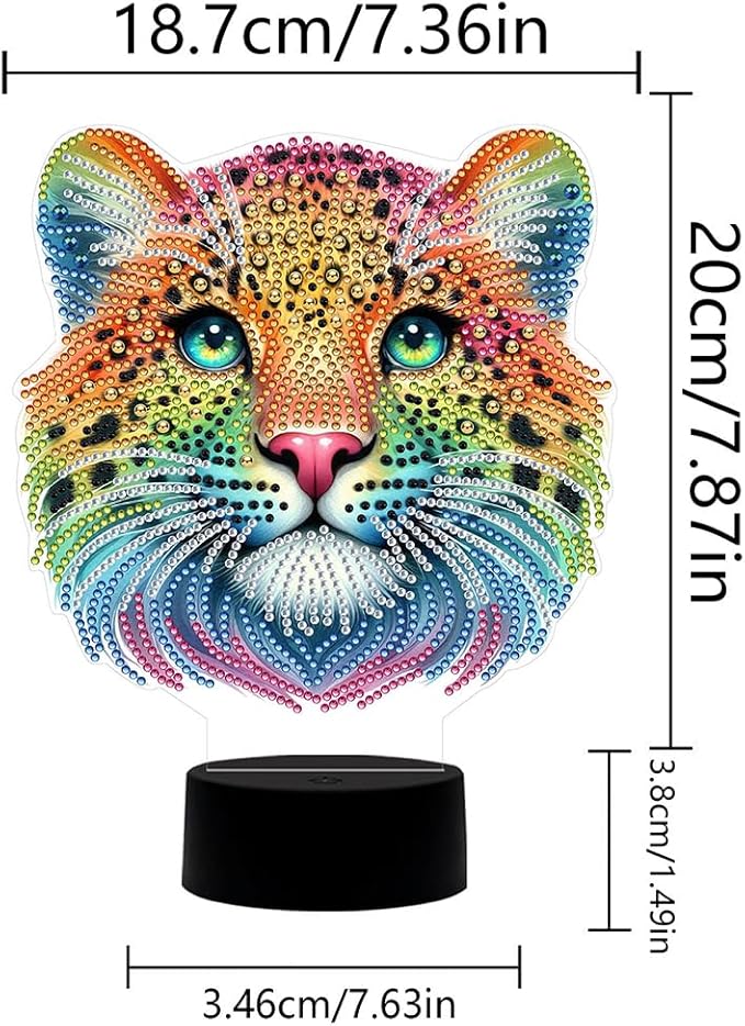 Leopard Diamond Art Painting Night Light,Diamond Art Painting Kits Desktop Touch Lamp Ornaments for Tabletop Decor Diamond Art Accessories for Adult Beginner Bedrooms Living Room