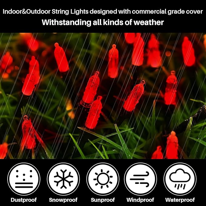 Red Valentines Decor Lights, 32.5FT 100 LED Valentine's Day String Lights Outdoor Indoor, 16 Lighting Mode Plug in Waterproof Fairy Lights for Wedding Party Bedroom galentines day Decorations