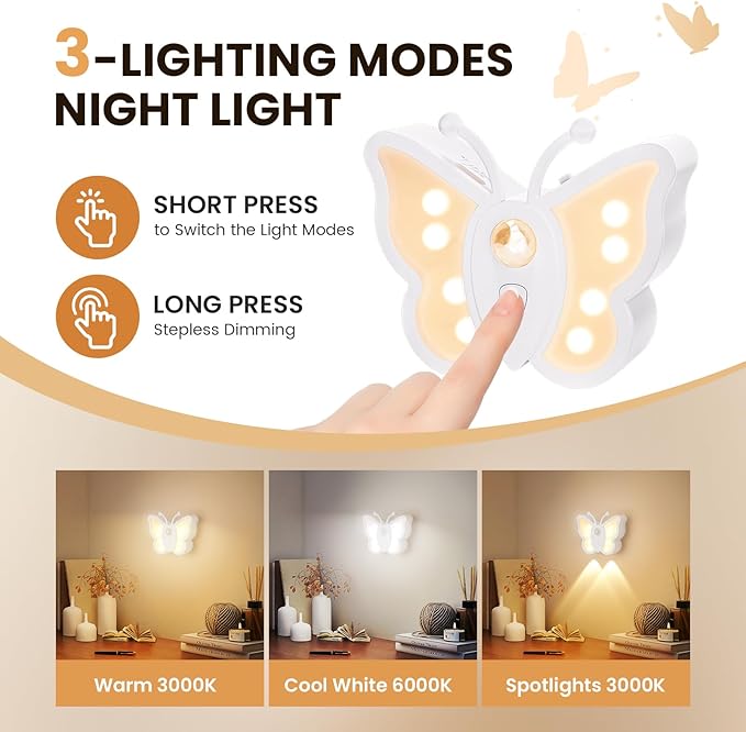 LOFTEK Motion Sensor Night Light, Rechargeable Stair Lights, Wireless with Magnetic Stick on Wall Light for Hallway, Bathroom, Bedroom, Kitchen, Portable for Outdoor Camping, Warm White, 1 Pack