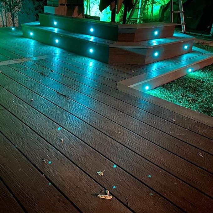 FVTLED Low Voltage Recessed RGBW Deck Light, Φ1.22 RGB & Warm White Stainless Steel Waterproof Outdoor Step Lighting In-ground Landscape Pathway Patio Stair Decor Lamp, Black