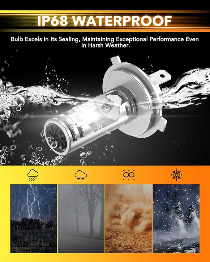 OXILAM H4 9003 Light Bulbs, 36000LM 800% Brightness, 6500K Daylight White, Quick Installation HB2 Fog Light Bulbs, Pack of 2