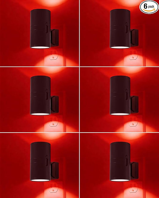670nm Red Light Night Light for Sleep - Zero Blue Light, Adjustable Brightness & Energy Efficient Night Light Plug into Wall with Dusk-to-Dawn Sensor for Nursery, Bedroom, Bathroom[6 Pack]