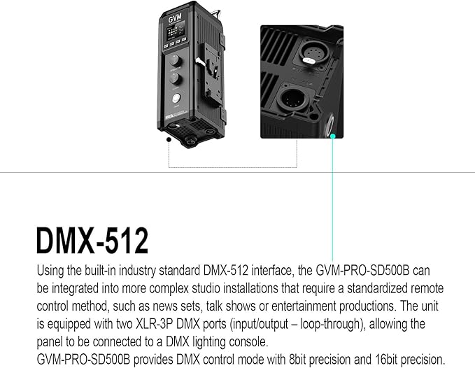 GVM Pro SD500B 500W Led Video Light, Studio Lights with Bowen Mount, 61600lux/1m Photography Lighting kit with 45° Standard Cover, Continuous Output Video Lighting with Controller, CRI 97+, 2700-6800K