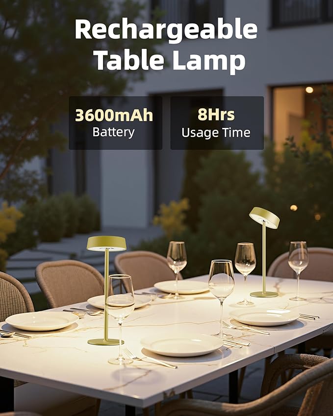Cordless Lamp, Outdoor Waterproof, Dimmable Touch Control 3 Color Temperature, Battery Operated Portable, RGB, LED Memory Function, Rechargeable Table Lmap, Desk Lamp, Patio Dinning Restaurant Kitchen