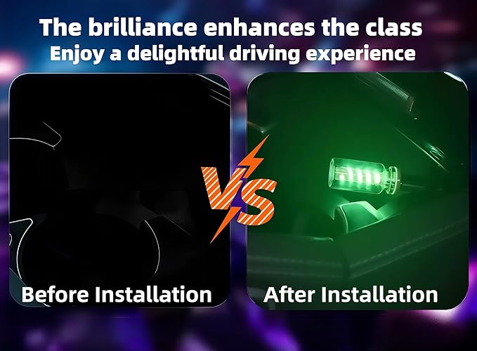 LED Car Interior Light, Touch Control USB Night Lamp, Retro Style Ambient Lighting for Auto, Bedroom, Desk (2PCS Green)