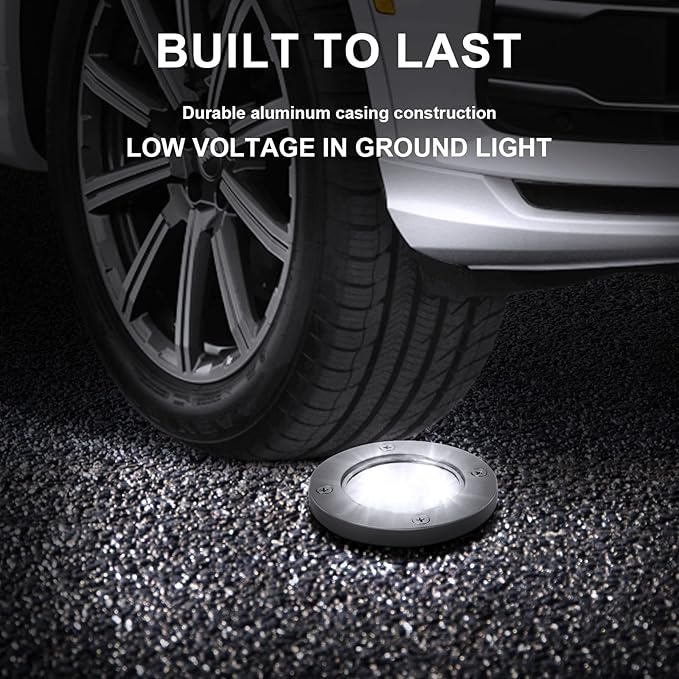 Low Voltage Landscape Well Lights, Outdoor LED Ground Lights for Garden, Lawn Pathway Backyard, Patio Walkway Decor 8Pack Black (Cool White(6000K))