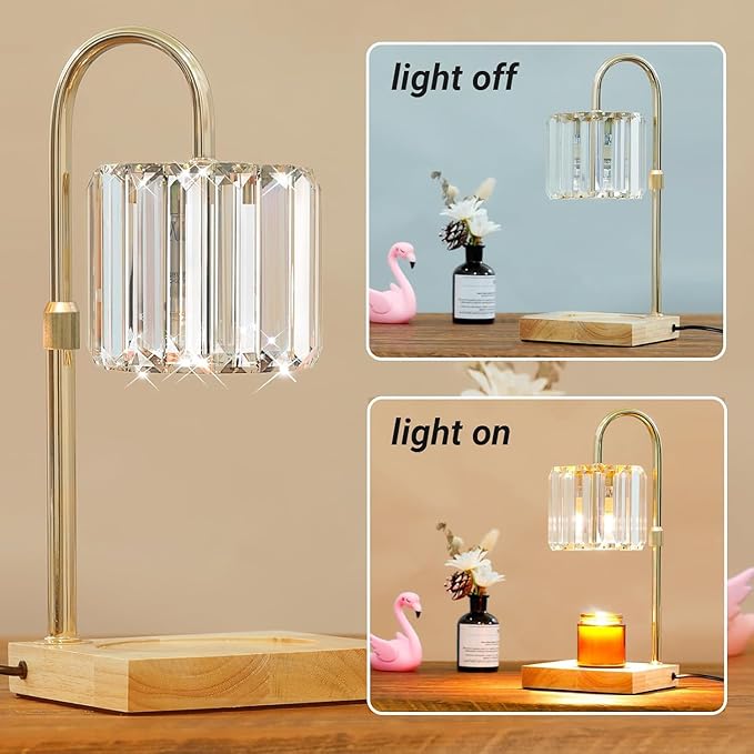 Candle Warmer Lamp with Timer, Dimmable Electric Candle Wamer Adjustable Height, Glass Modern Candles Melter Lamp, Gifts for Women Mom, Clear