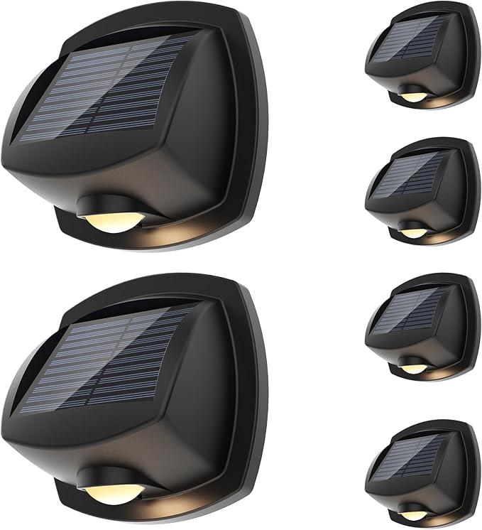 SOLPEX Solar Lights Outdoor Waterproof IP65, Solar Stair Lights Outdoor for Fence, Deck, Step, Dual Color LED 3 Lighting Modes House Wall Light for Porch, Backyard, Fence, Garden Decor-6 Pack