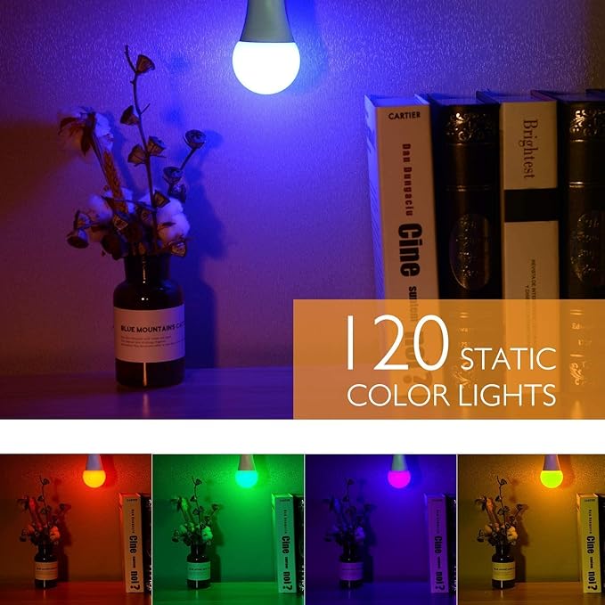 SUNNEST LED Color Changing Light Bulb, 820LM Dimmable E26 10W RGBW, Mood Light Bulb with Timing Remote, 120 Colors Screw Base Lights for Home Decor, Bedroom, Stage, Party