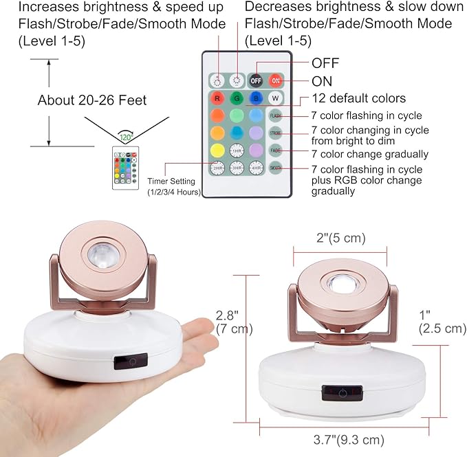 BIGMONAT Wireless LED Spotlight Battery Powered, Dimmable Accent Lighting for Picture Artwork, Rechargeable Color Changing Up Light for Painting Tree Plant Dartboard with Remote and Timer