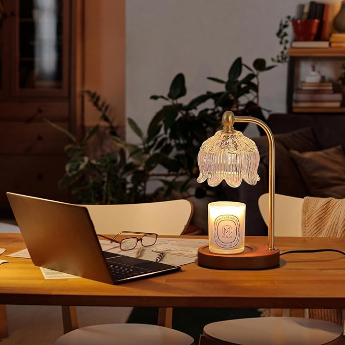 Candle Warmer Lamp with Timer Dimmable,Antique Brass Candle Lamp,Wax Melt Warmer Light for Jar Candles,Mother's Day/Birthday/Christmas Gifts for Mom/Wife,Home Decor Lamp,with 2 Bulbs