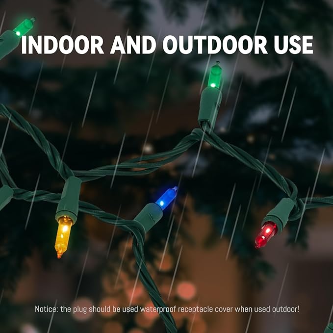 100 Count Multicolor Christmas Lights Plug in, Multi Color String Lights Indoor for Bedroom,Xmas Lights 21ft Christmas Tree Lights Indoor with Colorful Incandescent Mini String Lights for Outside