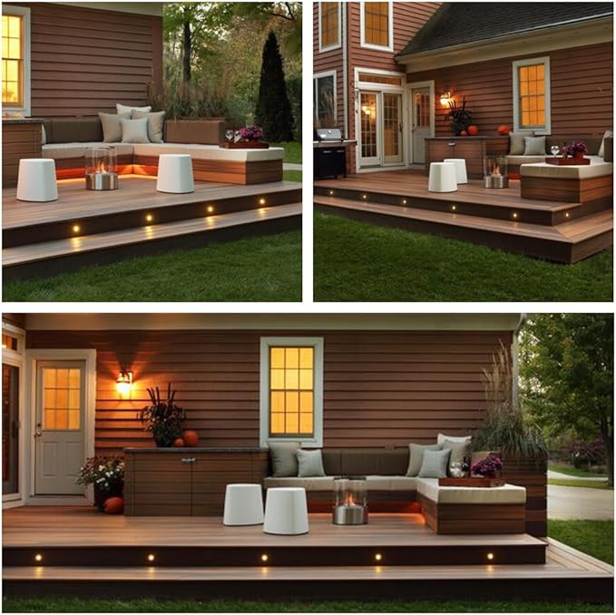 FVTLED Low Voltage Recessed RGBW Deck Light, 50pcs Φ1.22 RGB & Warm White Stainless Steel Waterproof Outdoor Step Lighting In-ground Landscape Pathway Patio Stair Decor Lamp, Black