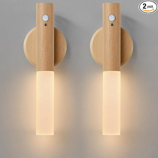 Montford Wall Sconces Set of Two Battery Operated, Motion Sensor Night Light Magnetic Wall Light Rechargeable Wall Sconce, Peel and Stick Sconce Lights for Hallway