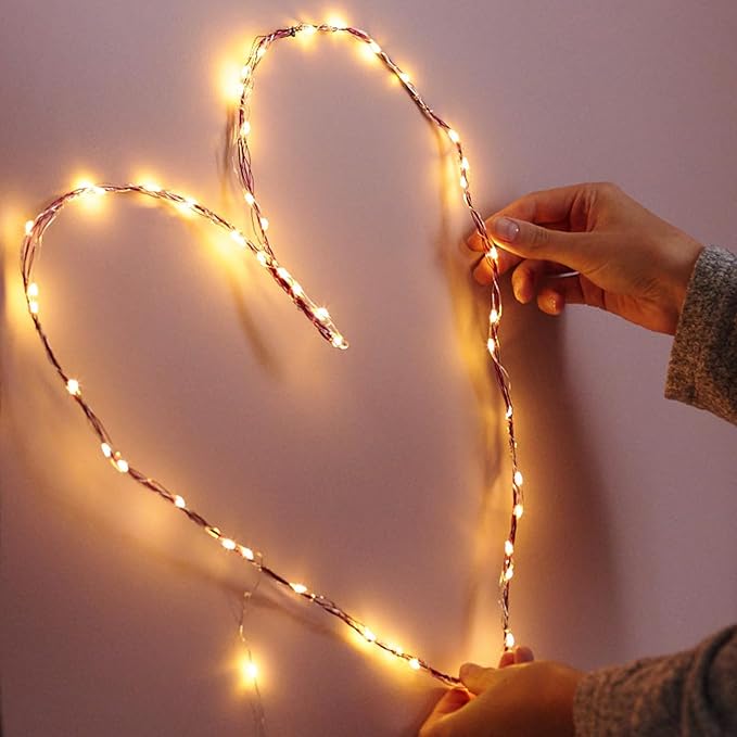 Aogist 2-Pack 16FT Fairy Lights with Spool,Ultra-Bright 50 LEDs Battery Operated Copper Wire String Light for Bedroom Christmas Wedding Centerpiece Parties Decoration,Warm White