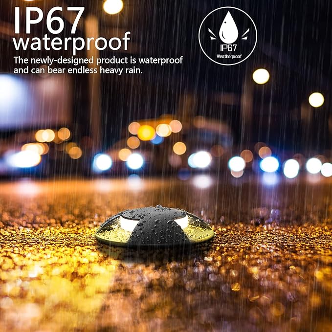 LED Outdoor In Ground Lights with Protecting Shell, Warm White Φ2.36in Low Voltage 12V DC IP67 Waterproof, Electric Wired Recessed Landscape Well Lighting for Outside Yard Floor, 12 Pack Black