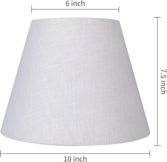 ALUCSET Small Lamp Shade, Barrel Fabric Lampshade for Table Lamp and Floor Light, 6x10x7.5 Inch, Natural Linen Hand Crafted, Spider Diameter 0.4 Inch (Bright White)