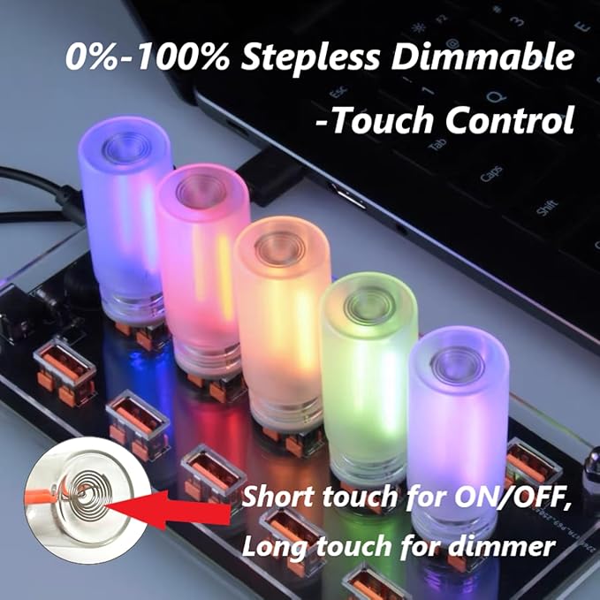 Dimmable Green USB Touch Lights for Car, Cute Interior Truck Lights, Retro Led Night Light Ambient Lighting, Frosted Glass USB Mood Lamp Bedroom, Car Accessories for Men Women