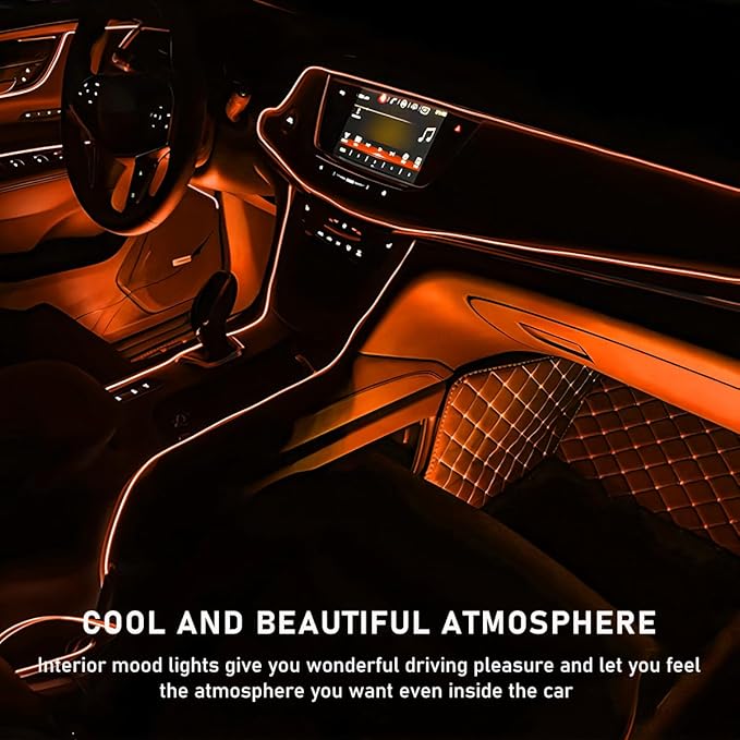 Car LED Strip Light, 24 LED RGB Auto Interior Atmosphere Lights, USB Vehicle Under Dash Ambient Night Light Strip, Interior Decorative Lamp Lighting Kit Car Accessories (Orange)
