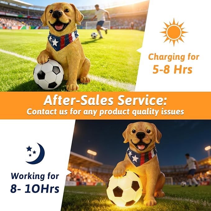ILLUMINEW Solar Outdoor Garden Statues Lights, Garden Sculpture Decor Mother Gifts for Women, Men or Daughter, Unique Housewarming Gifts and Yard Decoration (World Cup Dog Statue)