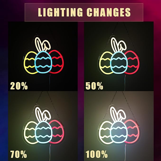 Neon Easter Eggs Sign for Easter Decorations, Party Home Room Decor, Wall Decor, Easter Gifts for Kids