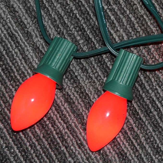 GOOTHY Indoor ＆ Outdoor String Light Bulbs, C7 Red Light Bulbs, C7 Ceramic Red Christmas Replacement Bulbs for Outdoor Christmas String Lights, 5 Watt Night Light Bulb,120 Volt