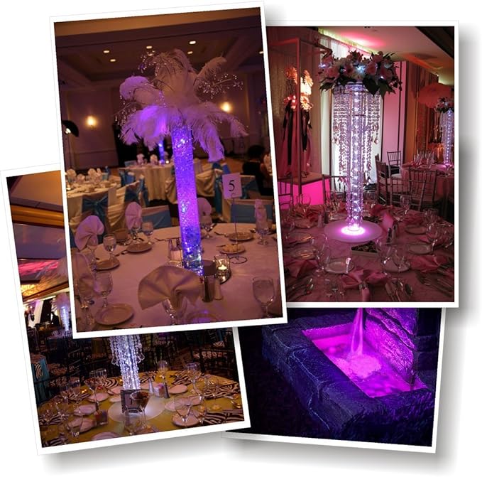 Tripop Waterproof LED Vase Light,Glass,RGB Color Changing and Batteries Operated Floral Lamp W/ Remote Control (4 Pack)