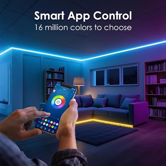hyrion Smart LED Strip Lights 200ft WiFi, RGB Color Changing Lights Compatible with Alexa and Google Assistant, 16 Million Colors with App Control and Voice Control Led Lights for Bedroom, Room Decor