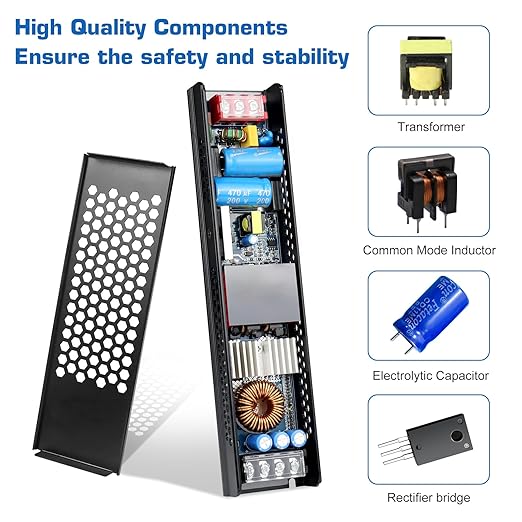 LED Driver 12V 300W 25A Slim LED Power Supply, AC 110V to 12V DC Adapter, Constant Voltage LED Transformer for Strip Lights, Bulbs, Garden and Cabinet Lights