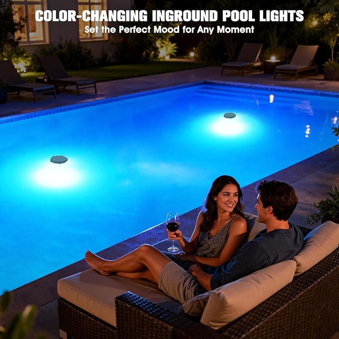 Floating Pool Lights, Upgraded Pool Light That Float, Starfish Pools Lights for Above Inground Pools, IP68 Waterproof Color Changing Magnetic Pond Light for Hot tub,Bathtub,Halloween,Christmas-2pcs