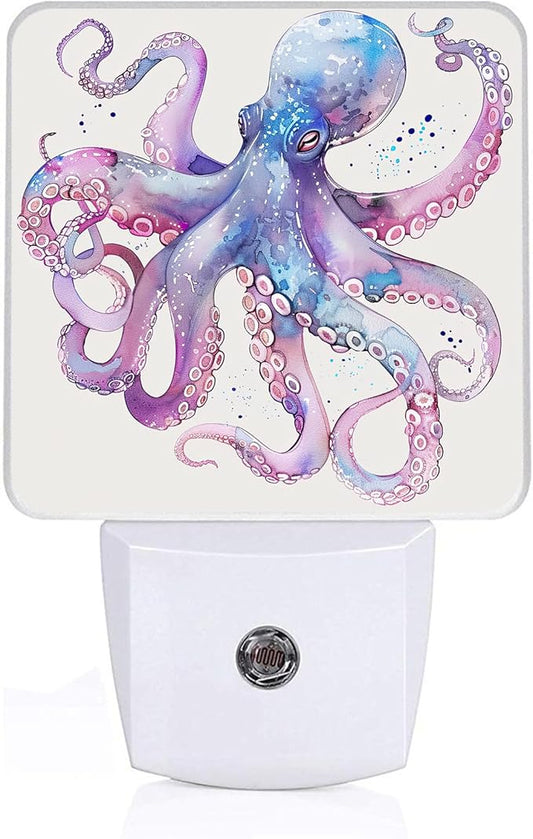 Octopus Night Light,Fish Sea Life Plug-in Night Lights with Dusk-to-Dawn Sensor for Bedroom,Bathroom and Living Room Sleep Friendly lamp 0.5w