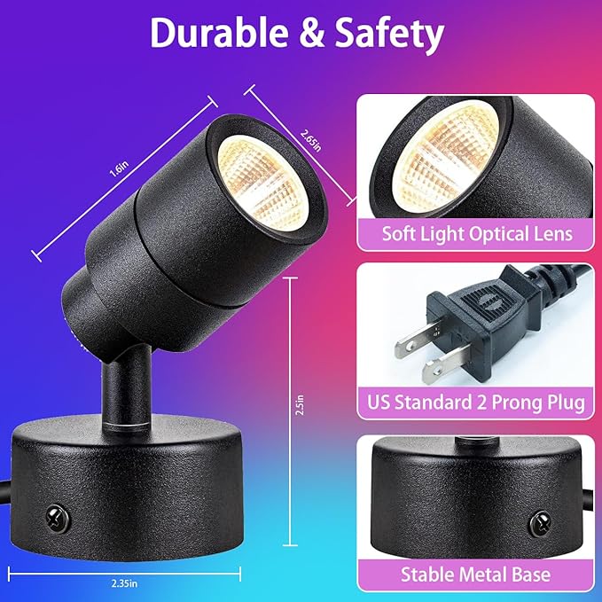 EAGLOD 7W RGBW Color Changing Up Lights Indoor with Remote Control, 16 Colors+3000K Warm White Floor Spotlight Dimmable Uplighting Indoor Uplights for Plant Corner 2 Pack (Black)