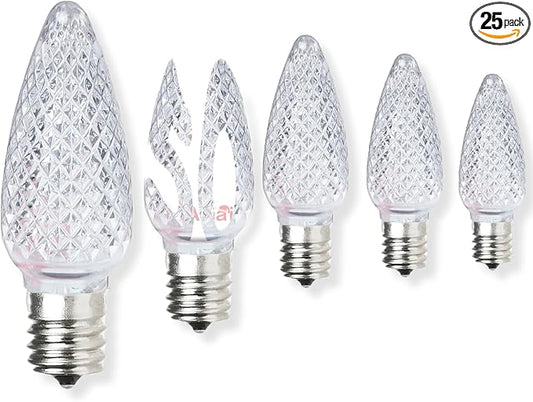 50PCS C9 Led Christmas Light Bulbs - C9 Led Bulbs with E17 Base Sockets Replacement Bulbs for Outdoor String Lights - Commercial Grade Warm White