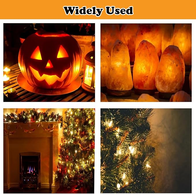 Christmas Village Lights with 5 LED Warm-White Bulb and Female Plug, 8.8ft with Spare Fuse, Decoration for Halloween Pumpkins and Christmas Village Houses