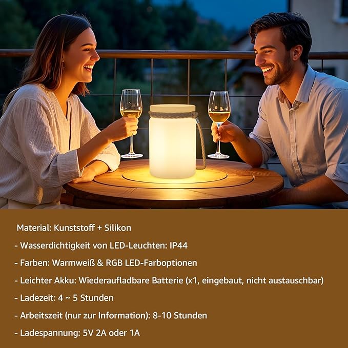 uuffoo LED Lantern Cordless Table Lamp IP44 Shower Safe with Remote, 8-10H Battery Life RGB Warm White Dimmable for Indoor Outdoor Patio Camping Home