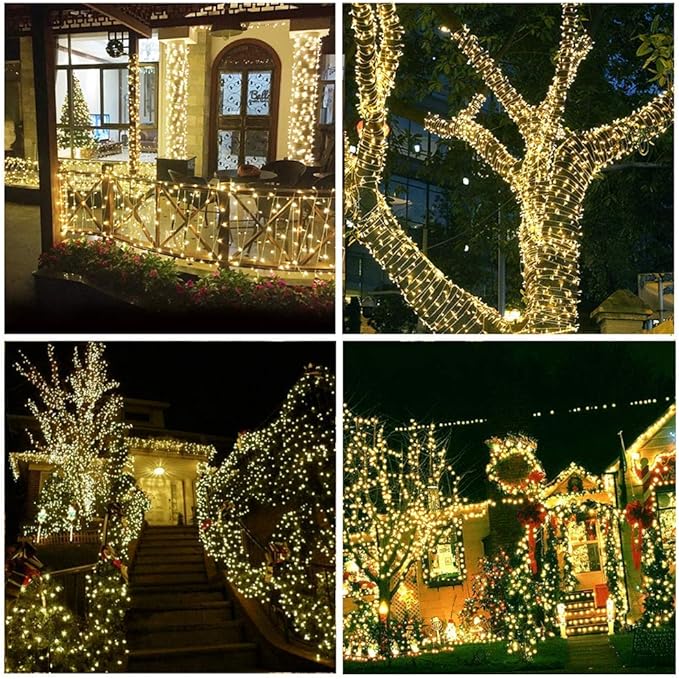 FULLBELL Christmas Lights, Fairy Lights Outdoor 66Ft 200 LED with Memory Modes Controller, Plug in Easter Decor Lights for Bedroom Party Wedding Garden Christmas Tree Indoor Outdoor Decorations