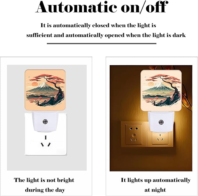 Mount Fuji Night Light,Plug-in Night Lights with Dusk to Dawn Sensor for Stairway,Hallway,Bedroom Sleep Friendly Ideal for Women/Girls/Boys Gift,0.5w