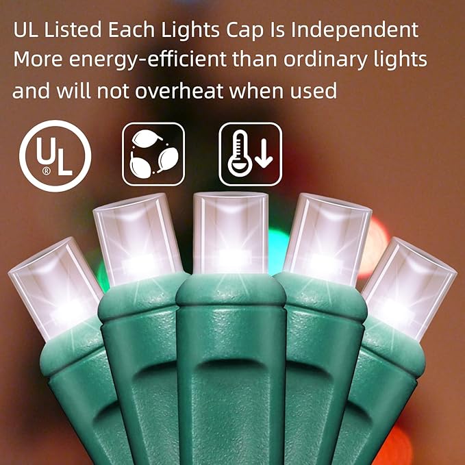 LAMPHOME 1200LED (24pk of 50L) String Lights, LED Christmas Lights, 6" SPACING,Green Wire, White