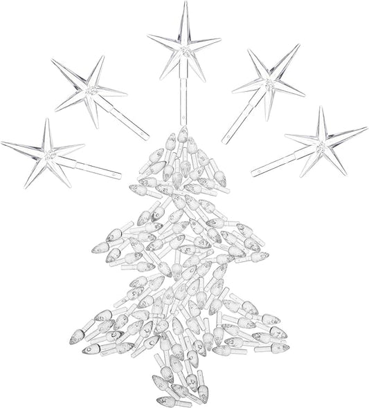 Boao 100 Pieces Ceramic Christmas Tree Bulbs and 5 Stars Replacement Plastic Bulbs for Ceramic Christmas Tree Decorations(4.7 mm Diameter,Transparent)