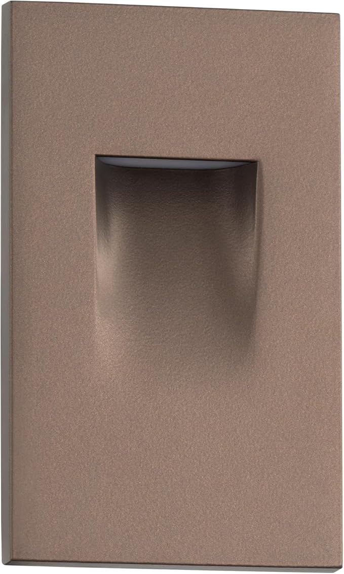 Builder Essentials Indoor or Outdoor 120V Input LED Step or Patio Deck Light Vertical Orientation with 3-CCT 2700K-3000K-4000K Selectability in Bronze