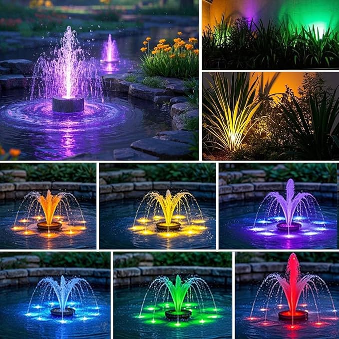 Pond Lights Colored with Timer Underwater Fountain Light Spotlights Dimmable IP68 Waterproof Submersible LED Light with Spiked Stand for Outdoor Yard Landscape Pond Fountain (Set of 4)