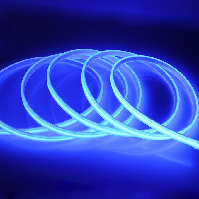 COB LED Strip Lights Waterproof IP67 Blue DC12V 16.4ft/5m 480LEDs/m 8mm Dimmable Cuttable LED Rope Lights for Outdoor Gardens Backyard DIY Decor