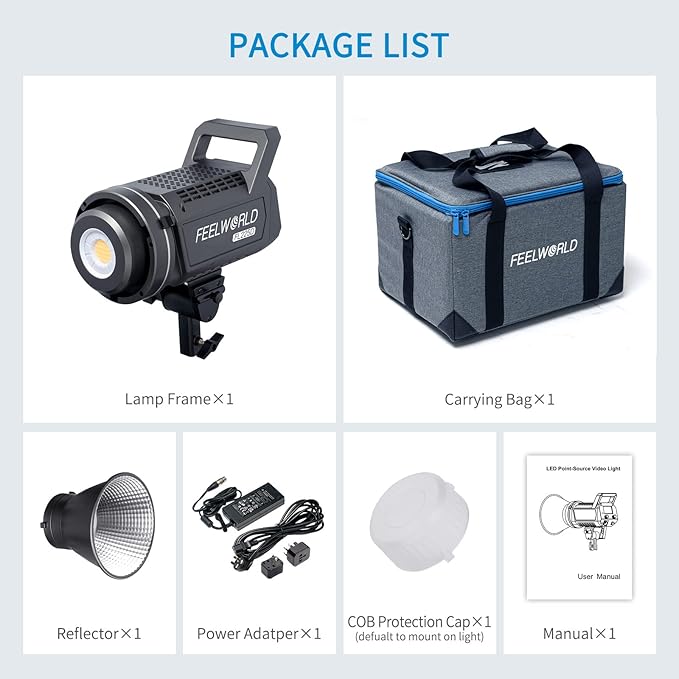 FEELWORLD FL225D 5600K Daylight Video Studio Light 225W Continuous Lighting CRI96+ TLCI97+ 67500lux@1m for Film, Live Streaming, Photography, Videography, Wedding, Interview