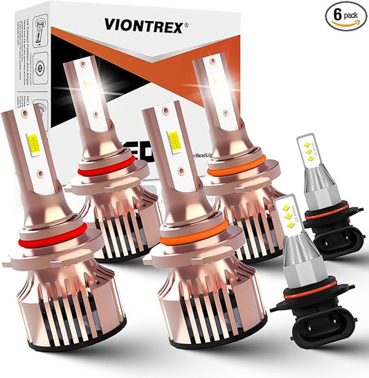 Fits for Toyota Corolla Light Bulbs(2009-2013) Headlamp Bulbs Kit 6000K White 45000LM Brightness Upgrade Easy-Install Plug-n-Play 6-Pack