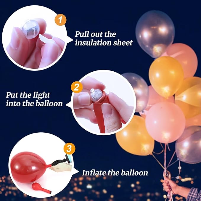 100Pcs Balloon Lights with Lanyard, 5 Mix Colors Balloons Light for Party Paper Lantern Decorations, Easter Eggs Birthday Wedding Halloween Christmas Decoration - Mix Color