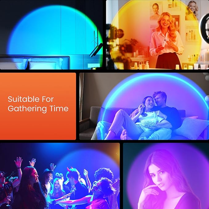 Sunset Lamp Projector with APP Control, Remote Control and Button Switch, Multicolor Changing LED Projection Lamp 360 Degree Rotation Sunlight for Bedroom/Photography/Party/Tiktok Live/Room Decor