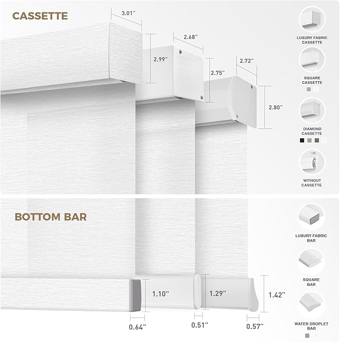 HeyBlinds Motorized Roller Shades, Smart Blinds for Windows, Remote Automatic Window Shades, Electric Shades, Light Filtering, Compatible with Alexa Google Apple Home (Light Chaser-Perla Bianca LF)