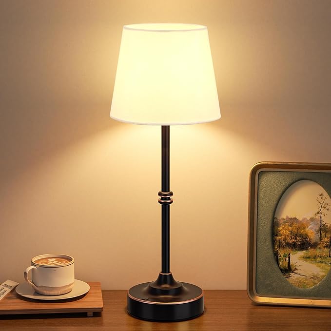 Kakanuo Rechargeable Cordless Table Lamp Bronze - 1 Pack 4000mAh Battery Operated Lamp, Touch Control Stepless Dimming, for Home Decor, Dining Table, Living Room, Bedroom