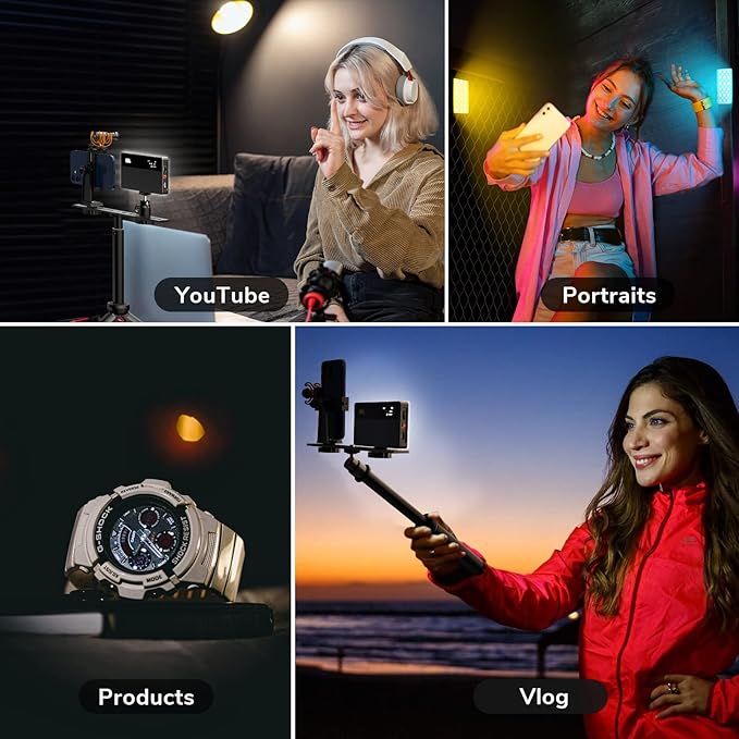 Pixel Pocket Video Light,Built-in 3000mAh Rechargeable Battery,Tripod and Magnetic Patch for Phone Video Recording,Video Conference,Live Streaming